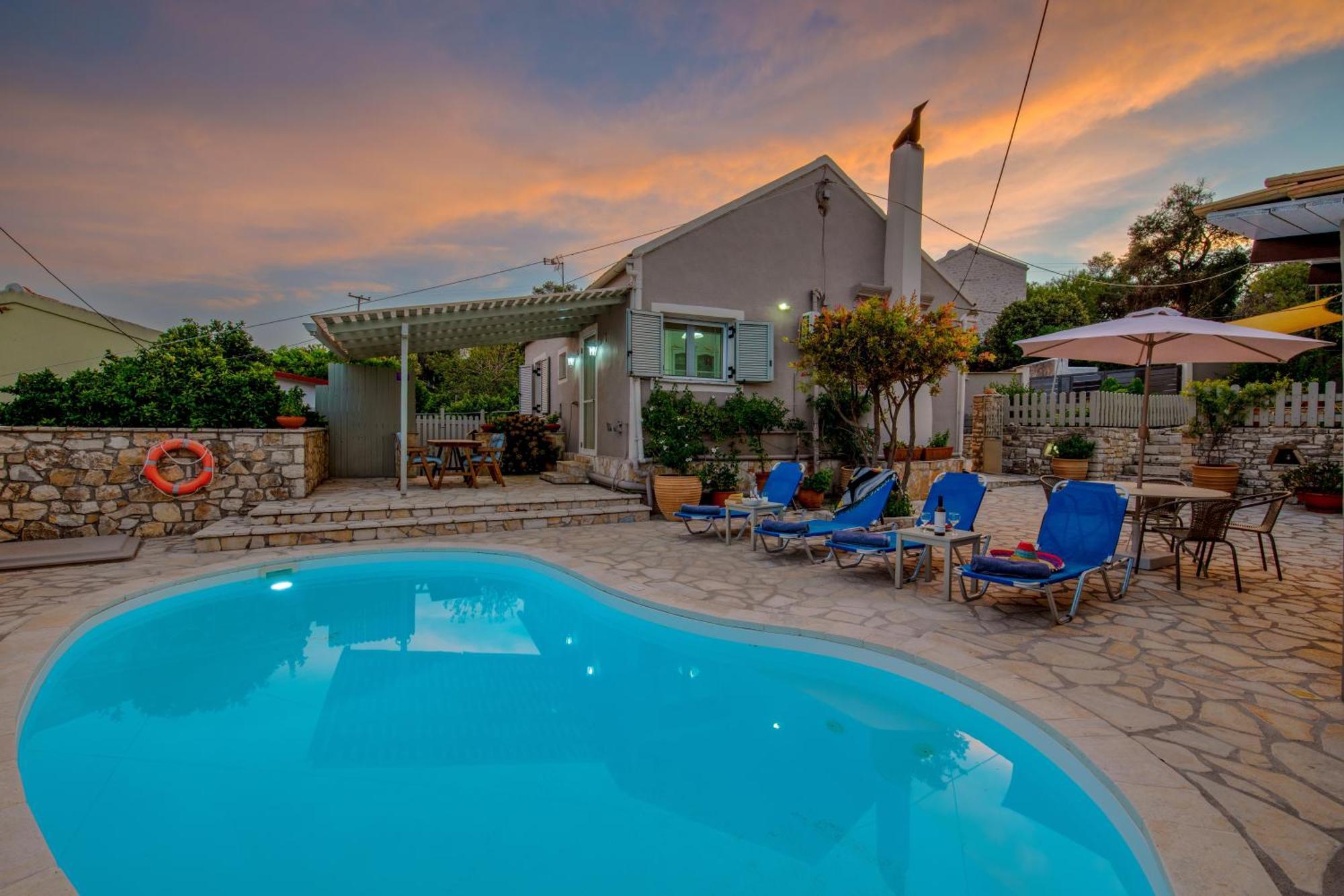 Loggos Seaview Cottage With Private Pool By Konnect Longos  Exterior photo