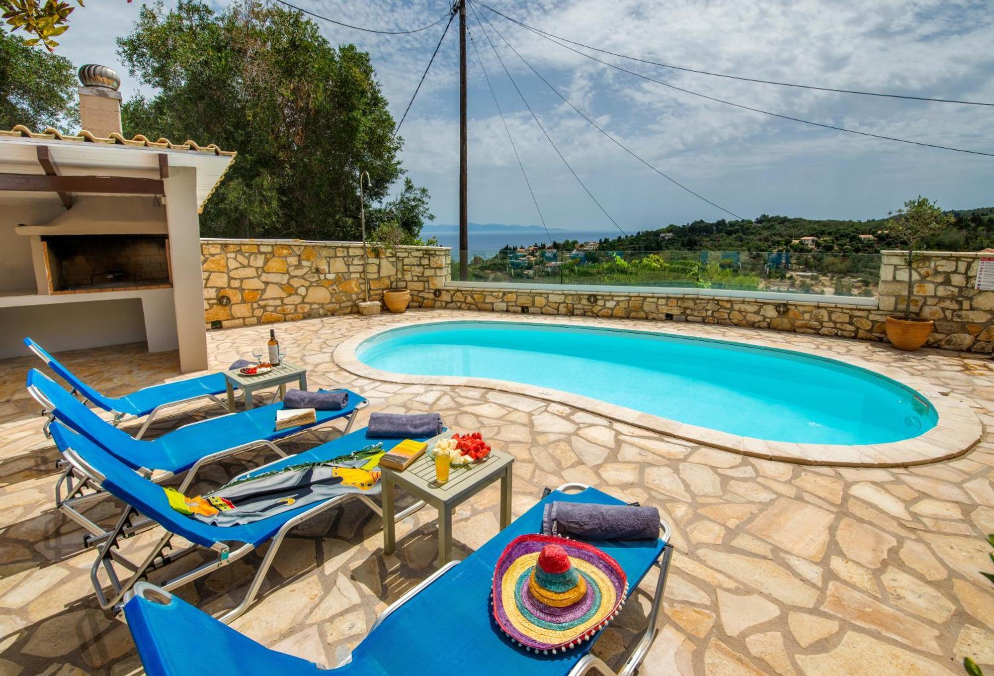 Loggos Seaview Cottage With Private Pool By Konnect Longos  Exterior photo